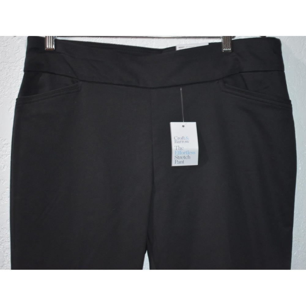 Croft Barrow Effortless Stretch Pants BLACK Pull-On Pockets Size 14 New w/tags - Picture 4 of 16